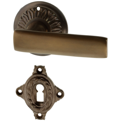 Zimmertürgarnitur Simplon in Messing, antik