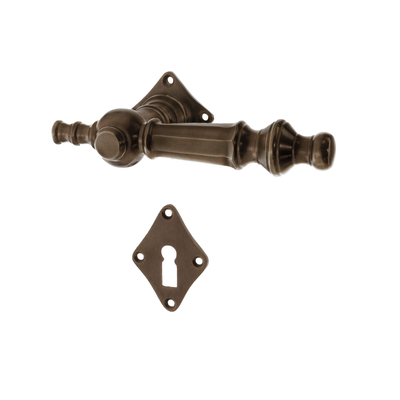 Zimmertürbeschlag aus Messing dunkel patiniert braun quadratische Form
