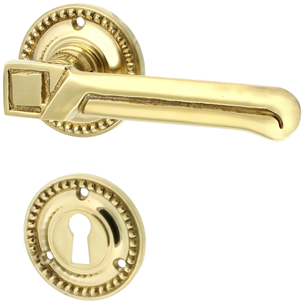 Zimmertürbeschlag aus Messing - Jugendstil - runde Form