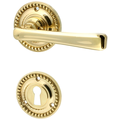 Messing Zimmertürbeschlag poliert in gold - Jugendstil