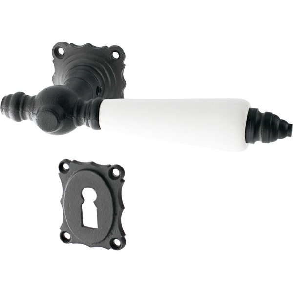 Zimmertürbeschlag schwarz aus Gusseisen authentisch außergewöhnliche Form