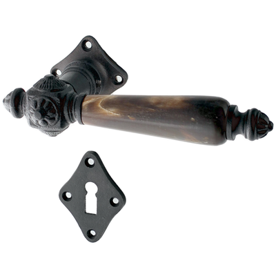 Türbeschlag aus Gusseisen schwarz, authentisch, verziertes Muster