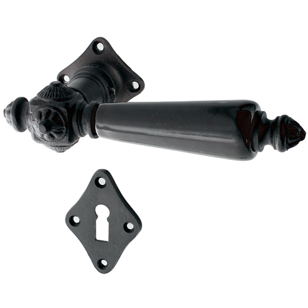 Zimmertürbeschlag aus Gusseisen - Jugendstil - rautenförmiges Design