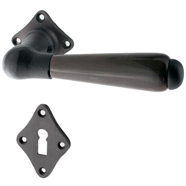 Zimmertürbeschlag schwarz aus Gusseisen authentisch ergonomische Form
