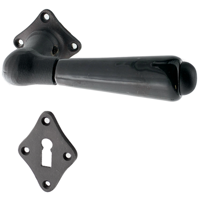Türbeschlag aus Gusseisen schwarz, authentisch, elegantes Design..