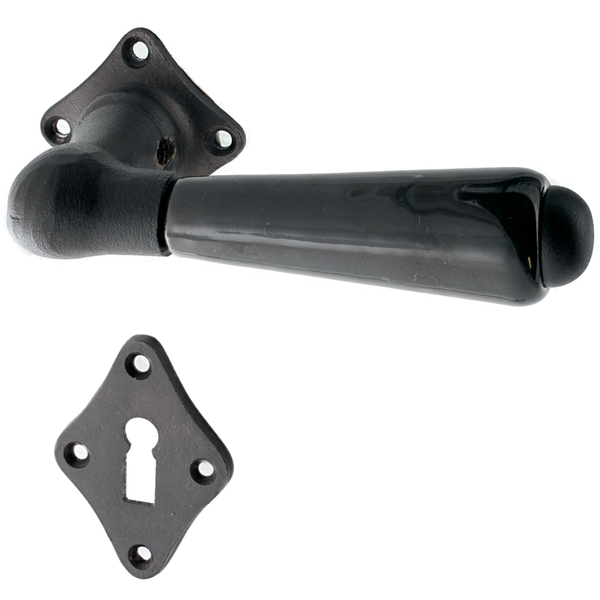 Türbeschlag aus Gusseisen schwarz, authentisch, elegantes Design..