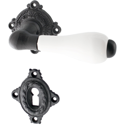 Zimmertürbeschlag Gründerzeit schwarz | markante Form in authentisch