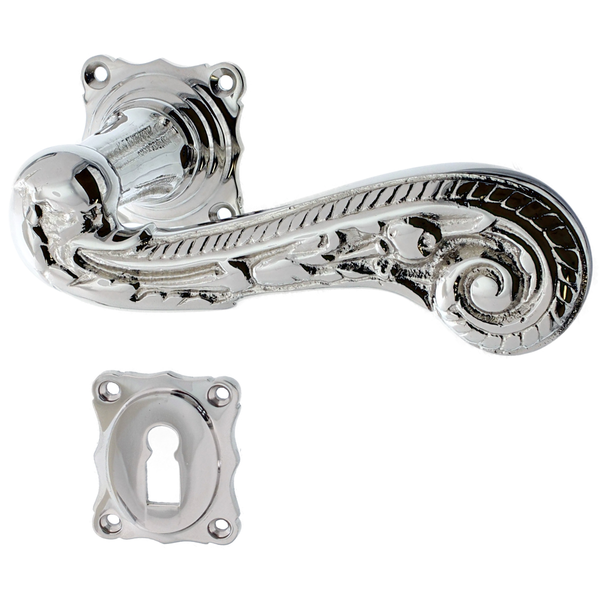Messing Türbeschlag vernickelt, hochglanz poliert ergonomische Form silber
