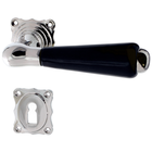 Zimmertürbeschlag vernickelt, hochglanz poliert aus Messing silber rechteckige Form