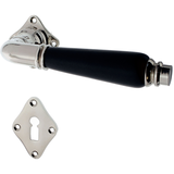 Zimmertürbeschlag aus Messing vernickelt, hochglanz poliert silber ergonomische Form