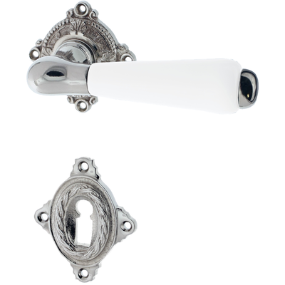 Türbeschlag Gründerzeit - vernickelt, hochglanz poliert | rautenförmiges Design