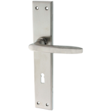 Türbeschlag aus Messing vernickelt, matt gebürstet, silber, ergonomische Form