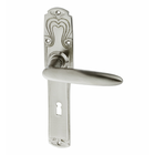 Jugendstil Zimmertürbeschlag aus Messing gerade Form silber matt