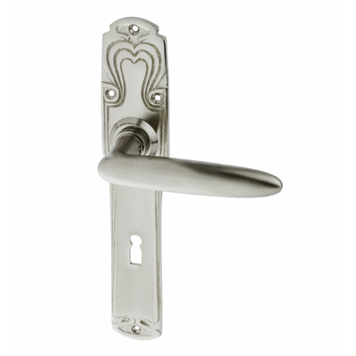 Jugendstil Zimmertürbeschlag aus Messing gerade Form silber matt