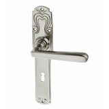 Zimmertürbeschlag Jugendstil vernickelt, matt gebürstet schlichtes Design groß,mittelgroß
