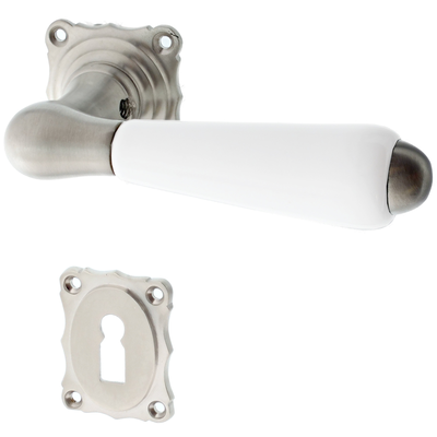 Türbeschlag silber aus Messing vernickelt, matt gebürstet schlanke Form