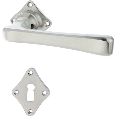 Zimmertürbeschlag Jugendstil vernickelt, matt gebürstet typische Form in silber matt