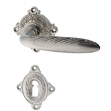 Zimmertürbeschlag aus Messing vernickelt, matt gebürstet silber rautenförmiges Design