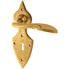 Zimmertürgarnitur Alt-Wartburg in Messing, patiniert