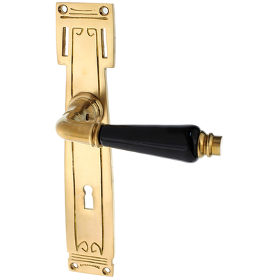 Zimmertürgarnitur Volkward in Messing, patiniert