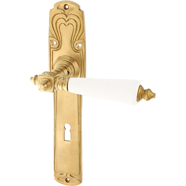 Zimmertürgarnitur Aal in Messing, patiniert