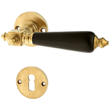 Zimmertürbeschlag aus Messing patiniert matt gold konische Form