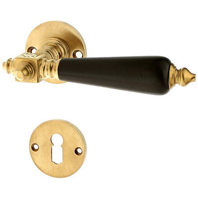 Zimmertürbeschlag aus Messing patiniert matt gold konische Form
