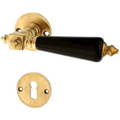 Zimmertürbeschlag Bauhaus Stil patiniert | rustikale Form in matt gold