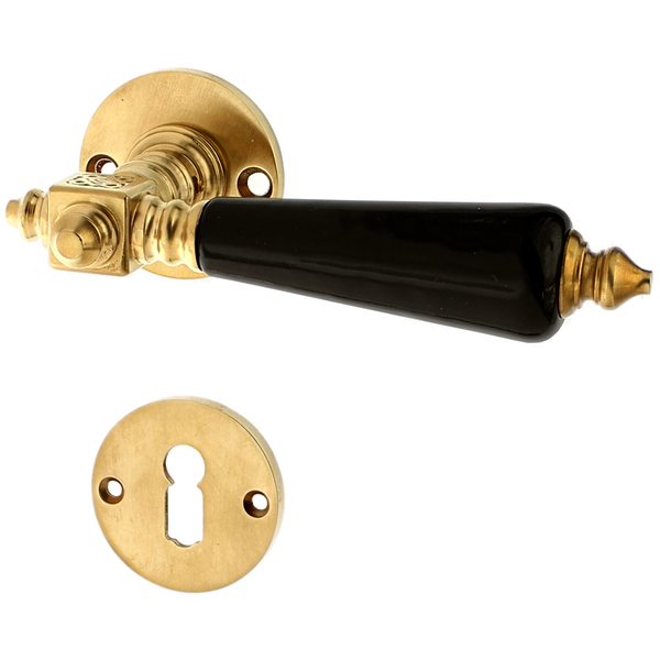 Zimmertürbeschlag Bauhaus Stil patiniert | rustikale Form in matt gold