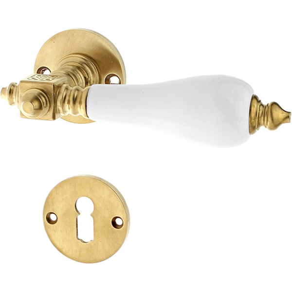 Messing Zimmertürbeschlag patiniert in matt gold - Bauhaus Stil