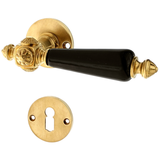 Zimmertürbeschlag patiniert klassische Form in matt gold