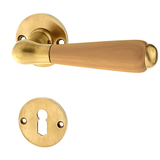 Zimmertürbeschlag aus Messing patiniert matt gold schlanke Form