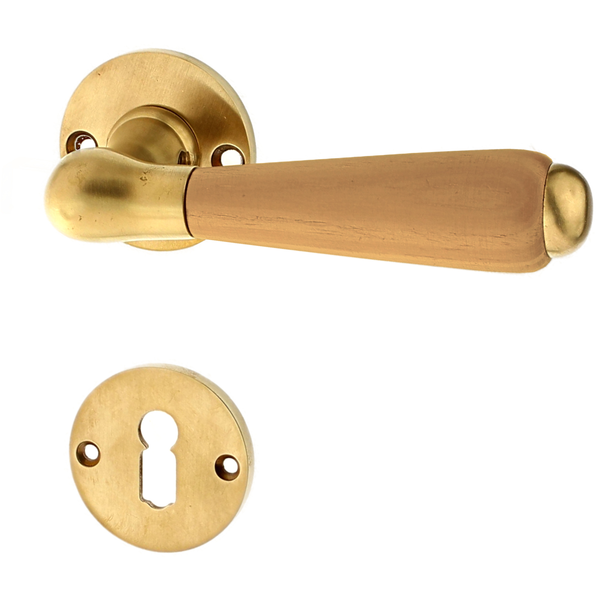 Zimmertürbeschlag aus Messing patiniert matt gold schlanke Form