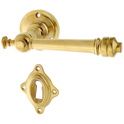 Zimmertürbeschlag Jugendstil patiniert kugelförmiger Griffkopf in matt gold