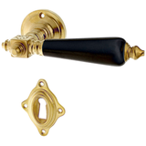Gründerzeit Zimmertürbeschlag aus Messing - klassische Form - matt gold