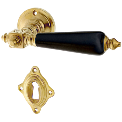 Gründerzeit Zimmertürbeschlag aus Messing - klassische Form - matt gold