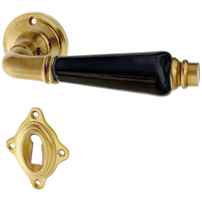 Messing Zimmertürbeschlag patiniert in matt gold - Gründerzeit