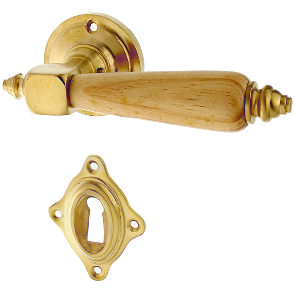 Zimmertürbeschlag Gründerzeit patiniert | typische Form in matt gold