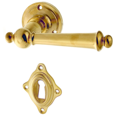 Zimmertürbeschlag aus Messing patiniert matt gold konische Form