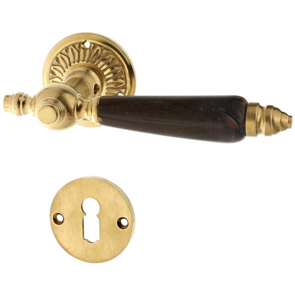 Türbeschlag aus Messing patiniert, matt gold, außergewöhnliche Form