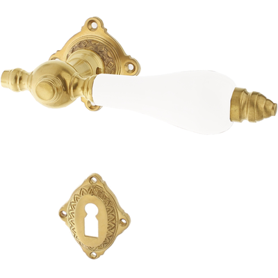 Zimmertürbeschlag aus Messing patiniert matt gold klassische Form