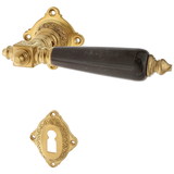 Türbeschlag aus Messing patiniert, matt gold, runde Form
