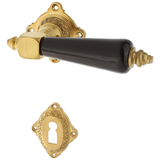 Zimmertürbeschlag patiniert aus Messing matt gold zeitloses Design