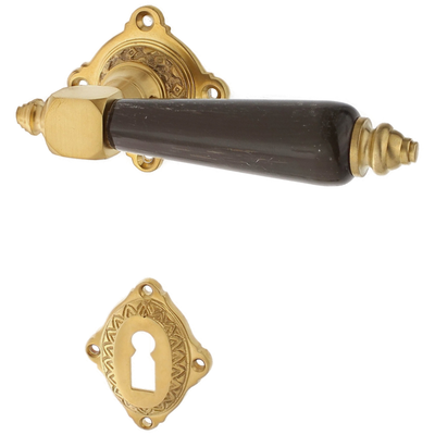 Zimmertürbeschlag patiniert aus Messing matt gold ergonomische Form