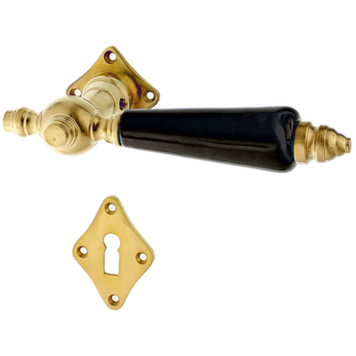 Jugendstil Zimmertürbeschlag ausMessing quadratische Form groß,klein