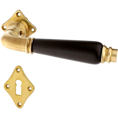 Messing Zimmertürbeschlag patiniert in matt gold - Jugendstil