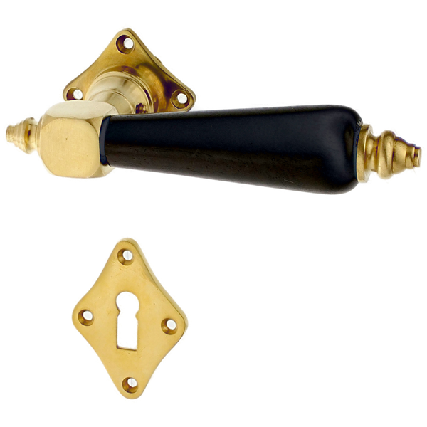 Zimmertürbeschlag Jugendstil patiniert | ergonomische Form in matt gold