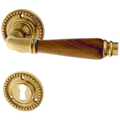 Gründerzeit Zimmertürbeschlag aus Messing - verziertes Muster - matt gold