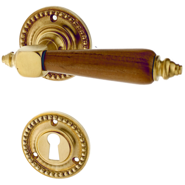 Messing Zimmertürbeschlag patiniert in matt gold - Gründerzeit