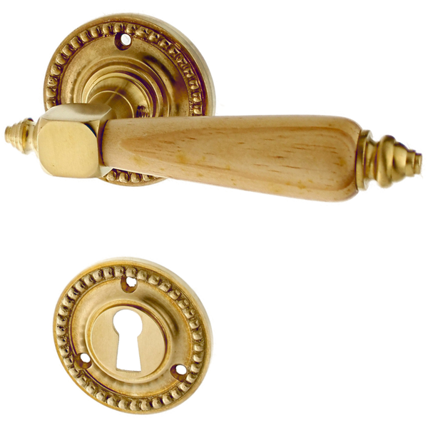 Zimmertürbeschlag patiniert aus Messing matt gold zeitloses Design